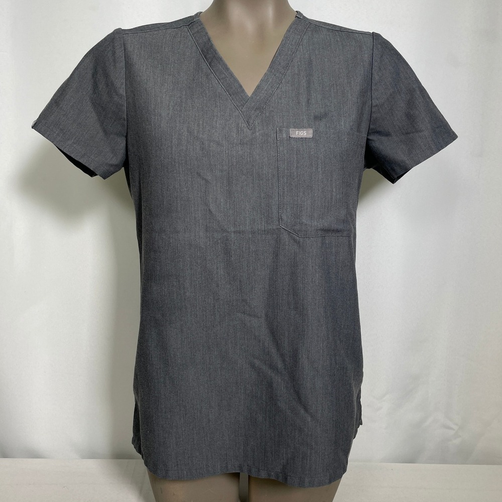 FIGS Technical Collection Catarina One-Pocket Charcoal Grey Scrub Top Women's XS